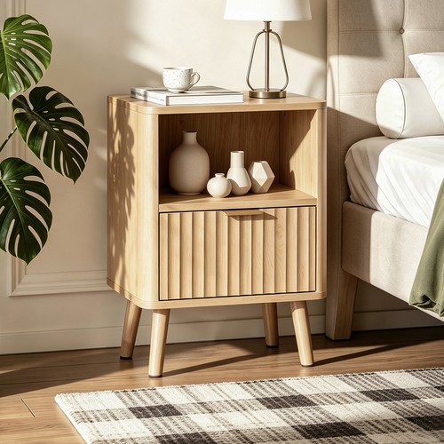 Modern wood bedside table - wood,