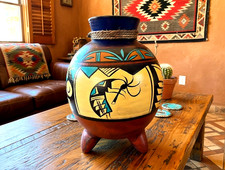 Mexican Pottery Vase 12" Folk