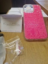 Stunning neon pink Swarovski crystal iphone 14 pro max phone case £135