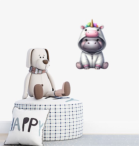Unicorn costume hippo wall art - unicorn,