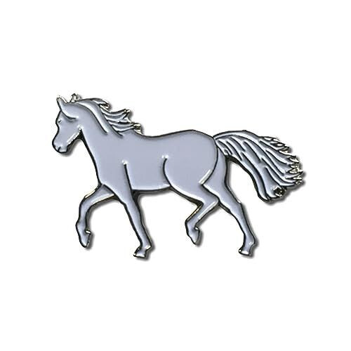 White horse enamel pin - white, badge