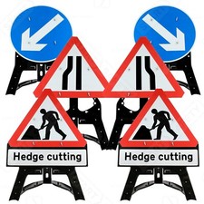 Road Works Sign Kit Hedge Cutting | QuickFit EnduraSign Kit | Road Legal RA1 
