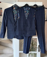 Next Navy Checked Suit Skinny