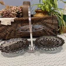 Vtg 3 Tier Silver Metal Lace