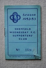 1952-53 Sheffield Wednesday Supporters' Club Membership Card 
