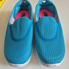 Ladies Skechers Go Walk 3 Goga Mat Light Blue Pull On Trainers Size UK4 EU37