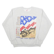 Vintage JERZEES Desert Storm Support Our Troops Mens Sweatshirt Grey 90s USA XL