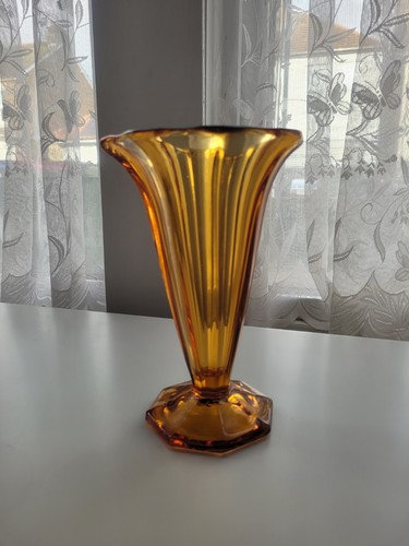 Vintage amber glass - glass, vase