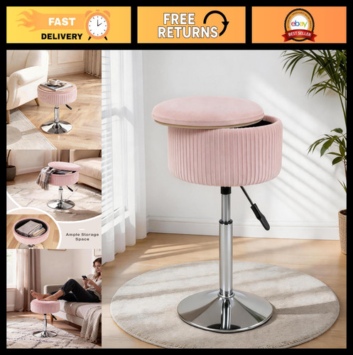 Adjustable velvet vanity stool - adjustable,