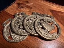 Set Of 4 Brass Coin Horse