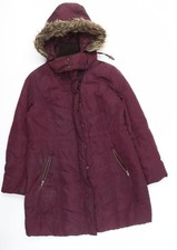 M&Co Petite Purple Parka Coat, Size 14, Hooded