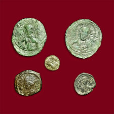 LOT OF 5 BYZANTINE COINS--AE *110*