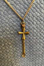 Vintage 70’s Party Spoon Snuff Spoon on 24" Chain Gold Tone Head Shop Authentic