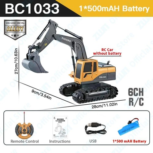 Remote control excavator - remote, dump