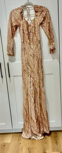 Rose gold sequin maxi prom - rose,