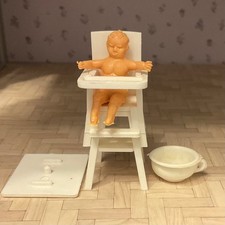Vintage Lundby dollhouse baby high / low chair table and potty Caroline’s home 