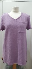 Nina Leonard V Neck Short Sleeve Top With Pocket Berry New Size Small QVC