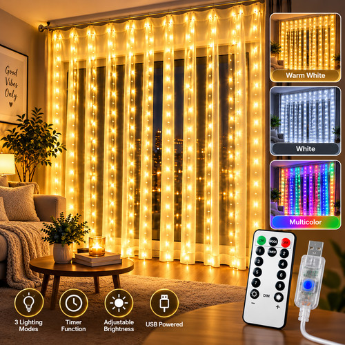 300 led curtain lights fairy - curtain,