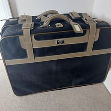 Matching Pair of Black Vintage Antler Suitcases With Name Tags