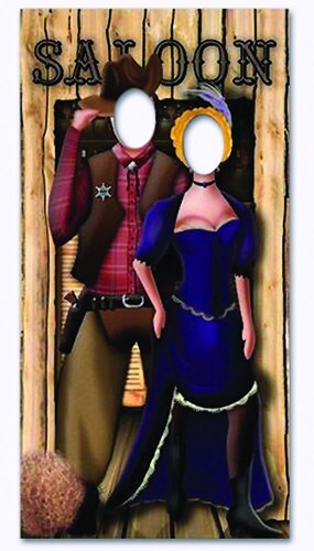 Western saloon couple stand - western,
