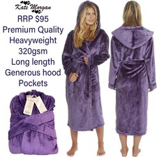 Premium Luxury Ladies’ Heavyweight Hooded Dressing Gown – 320GSM Long Length