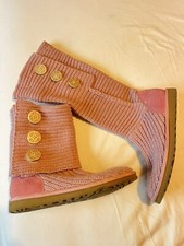 Ugg Pink Knit Boots Sz 7.5 Uk