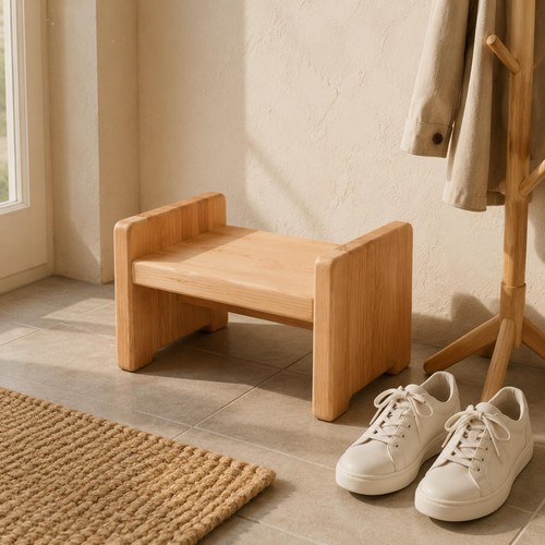 Wooden box stool solid wood - wooden,
