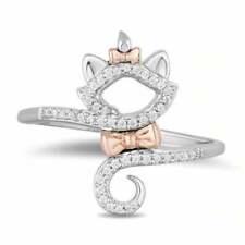 Stackable Ring Cat Kitten Band Anniversary Gift 14k White Gold Finish Size 5-10