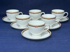WEDGWOOD CLIO FOOTED TEACUPS & SAUCERS x 6 - EXCELLENT