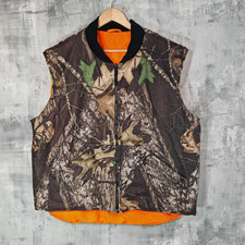 Cabela’s Mossy Oak Break-Up Reversible Hunting Vest Blaze Orange Camo Size XL