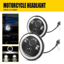 5.75" 5-3/4" Round LED DRL Headlights Hi/Lo Projector Halo Angle Eye Motorcycle