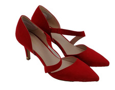 Carvela Women's D'Orsay Heels Size 5 Red Elasticated Strap Stiletto Used F1