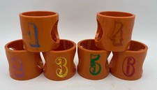 Vintage Napkin Rings x 6 Numbered Plastic Round 1-6 Some damage to 1,2,3 H:4.5cm