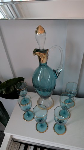 Vintage blue decanter - blue,