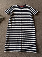 Ladies Size 10 Navy Blue And White Striped Joules Dress