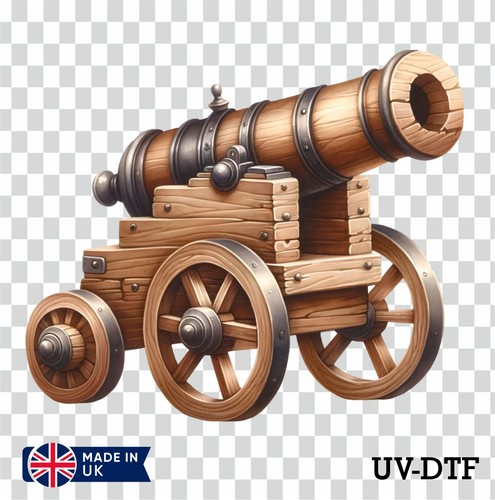 Wooden cannon dtf sticker - cannon,