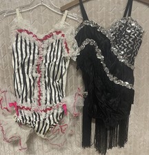 2 pc lot - Vintage Girls Dance Curtain Call Costume Size 12 & 8 Tulle Sequins