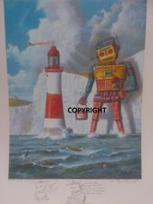 "MAINTENANCE ROBOT, BEACHY HEAD" - RAYMOND CAMPBELL PRINT WITH UNIQUE REMARQUES