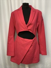 ZARA Cut Out Front Women's Jacket Blazer Red Influencer  UK14 Large Sexy E3124