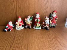 6 x miniature santa figures Christmas festive decorations resin/ceramic 6-14cm