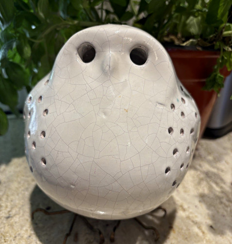 Pottery barn raku owl - pottery, led
