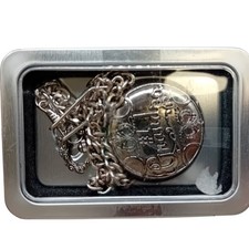 Vintage Quartz Pocket Watch #1 Grandpa Design Silver Colour Pre-Loved