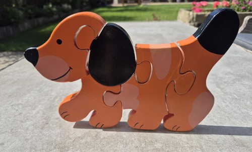 Children wooden chunky dog - wooden,
