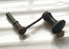 Antique English Longcase Regulator Crank Key - Clock Key Turned Wood Handle 4mm