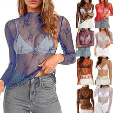 Ladies Mesh Lace Floral Tops