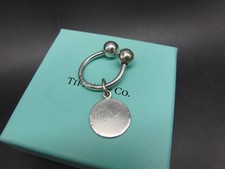 Tiffany & Co. Round Tag Key Ring Sterling Silver 925 L 5cm x W 2.5cm