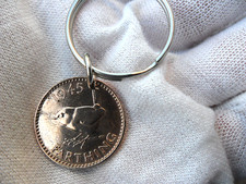 80th Birthday Gift 1945 wren farthing coin  keyring