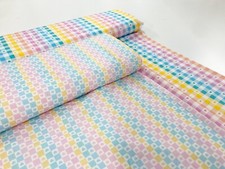 Love Heart Check Rainbow Gingham Cotton Fabric Multicolour Pastel Dressmaking