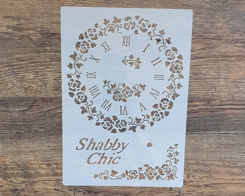 Stencil shabby chic clock - , wall
