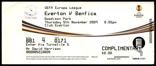 Ticket 2009 everton sl - fc, vs.